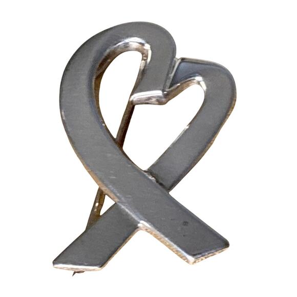 TIFFANY & CO. Paloma Picasso Sterling Silver 925 Large Loving Heart Brooch Pin